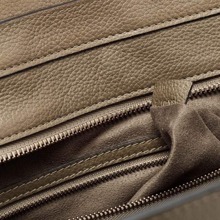 Pre Owned Celine Olive Green Leather Mini Luggage Tote