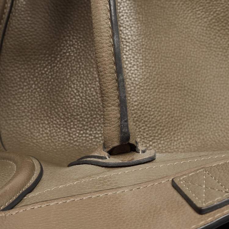 Pre Owned Celine Olive Green Leather Mini Luggage Tote