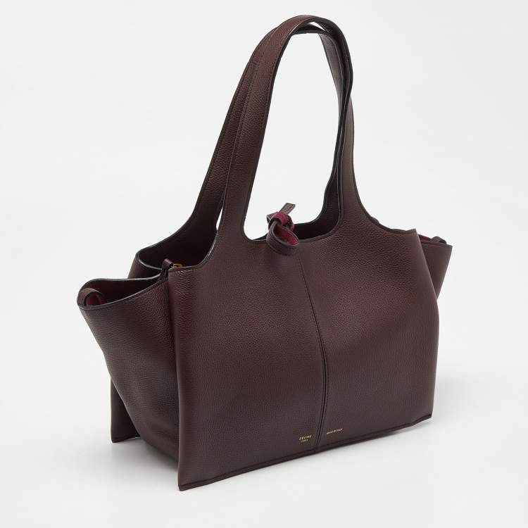 مملوكة مسبقًا Celine Burgundy Leather Small Tri-Fold Tote