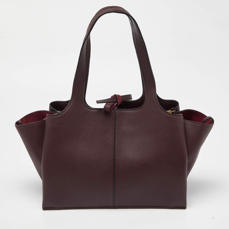 مملوكة مسبقًا Celine Burgundy Leather Small Tri-Fold Tote
