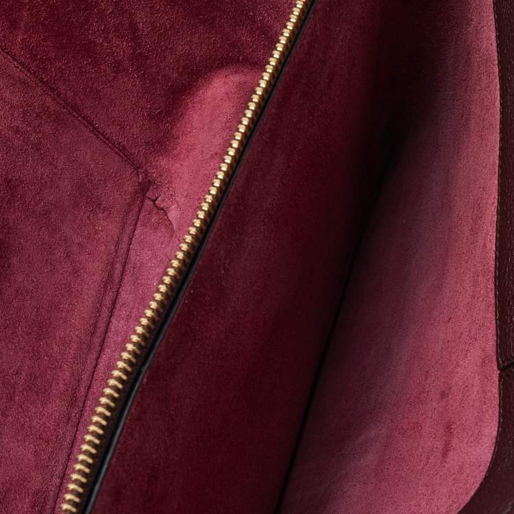 مملوكة مسبقًا Celine Burgundy Leather Small Tri-Fold Tote