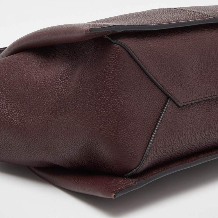 مملوكة مسبقًا Celine Burgundy Leather Small Tri-Fold Tote