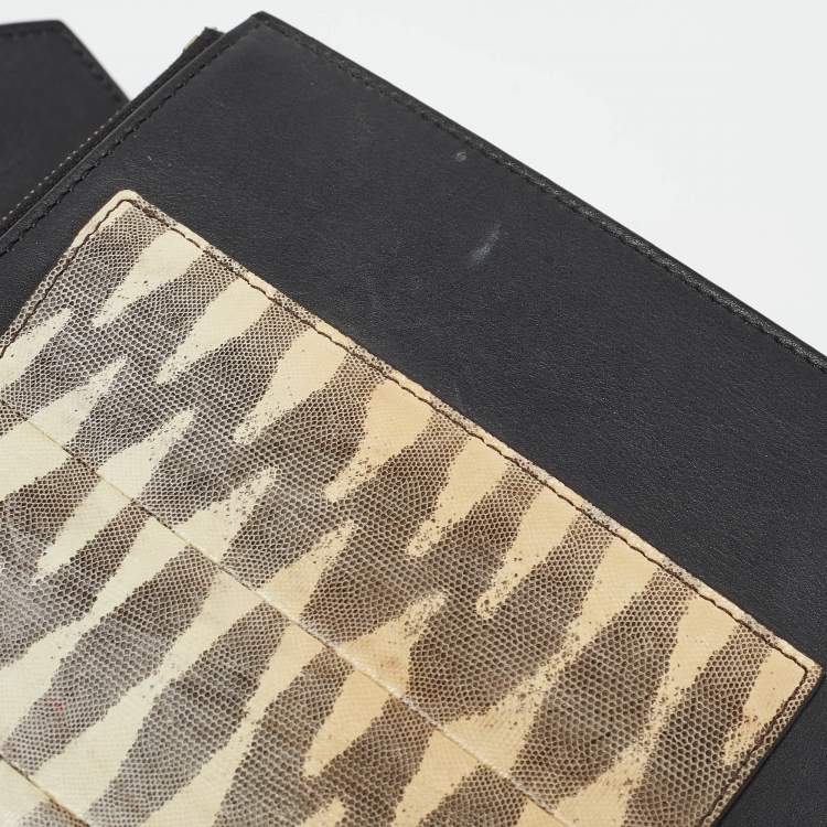 Pre Owned Celine Multicolor Leather and Karung Pocket Envelope Shoulder Bag