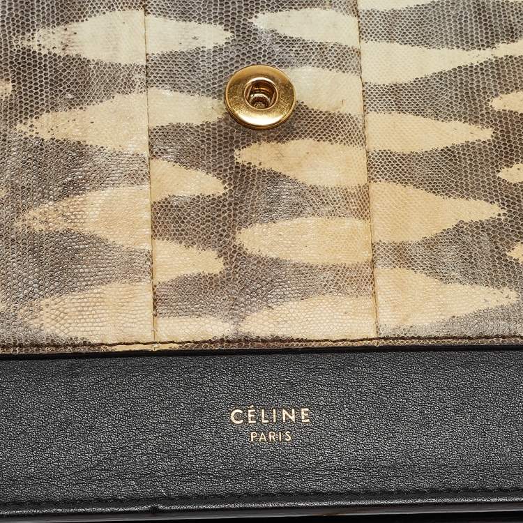 Pre Owned Celine Multicolor Leather and Karung Pocket Envelope Shoulder Bag