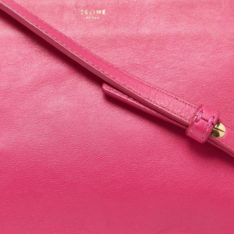Pre Owned Celine Pink Leather Small Trio Crossbody Bag 