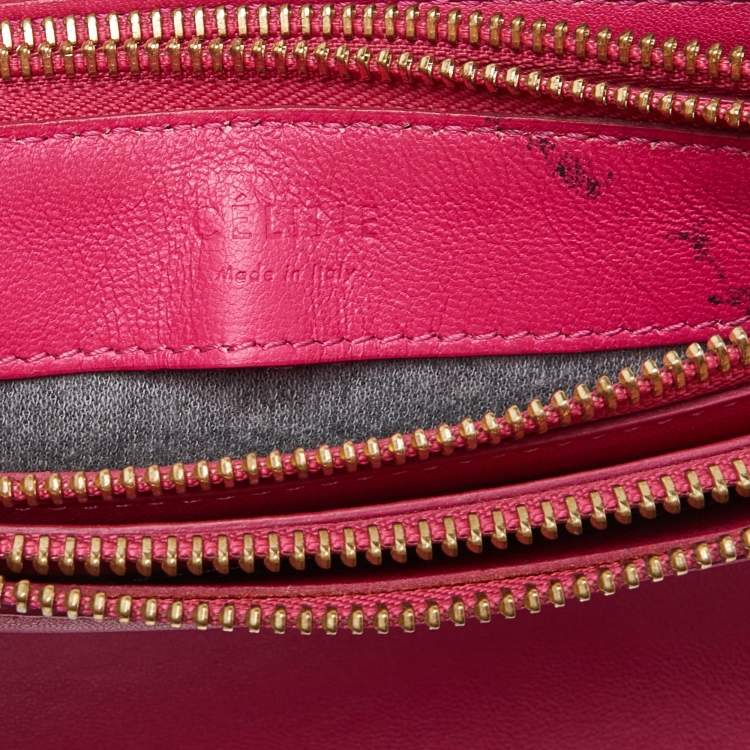 Pre Owned Celine Pink Leather Small Trio Crossbody Bag 
