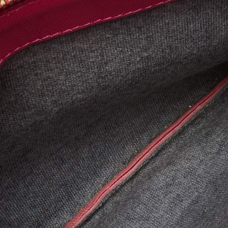 Pre Owned Celine Pink Leather Small Trio Crossbody Bag 