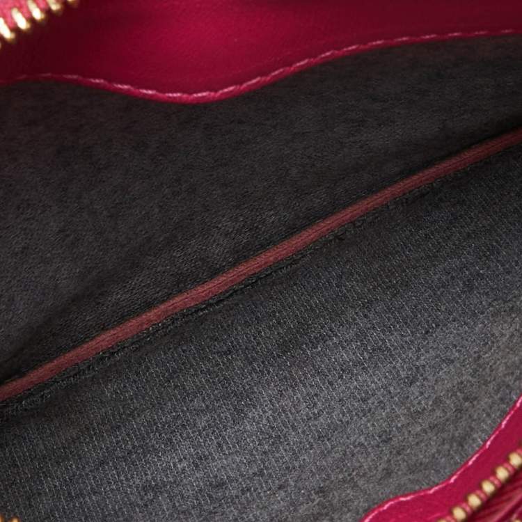 Pre Owned Celine Pink Leather Small Trio Crossbody Bag 