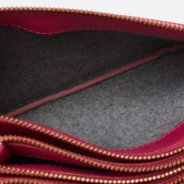 Pre Owned Celine Pink Leather Small Trio Crossbody Bag 