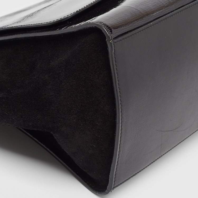 Pre Owned Celine Black Patent Leather and Suede Medium Trapeze Bag