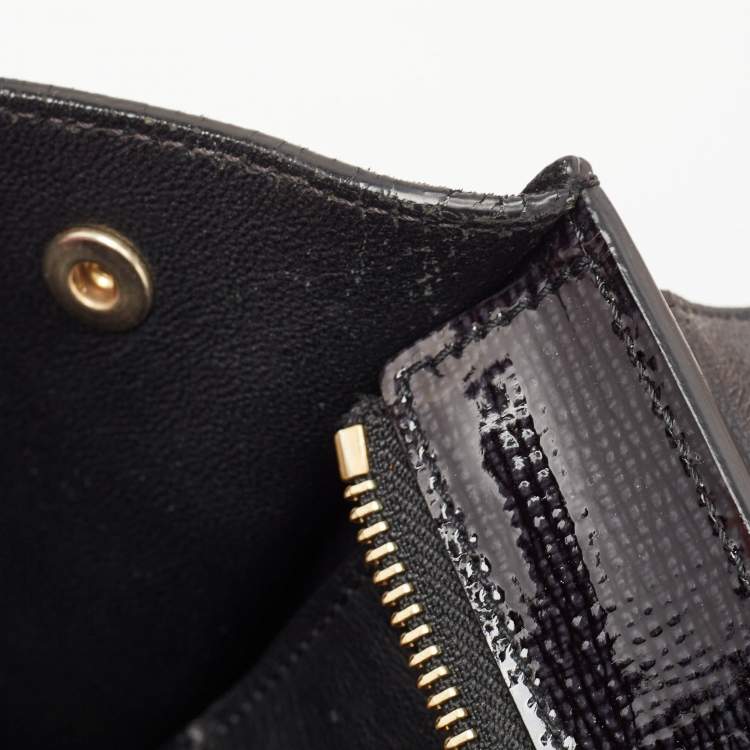 Pre Owned Celine Black Patent Leather and Suede Medium Trapeze Bag