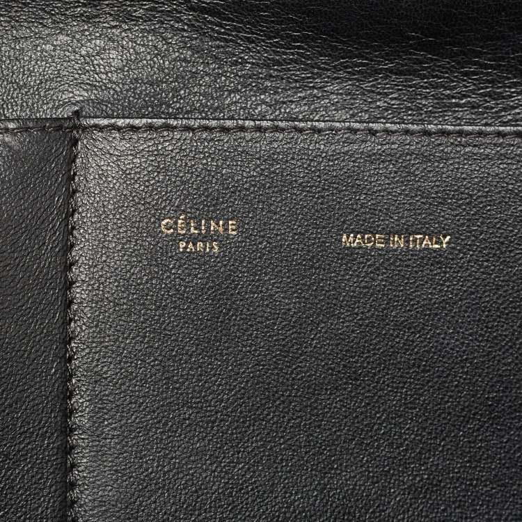 Pre Owned Celine Black Patent Leather and Suede Medium Trapeze Bag