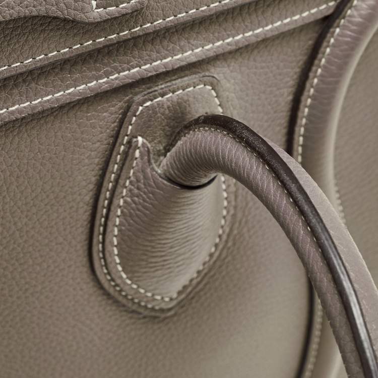 Pre Owned Celine Beige Leather Micro Luggage Tote