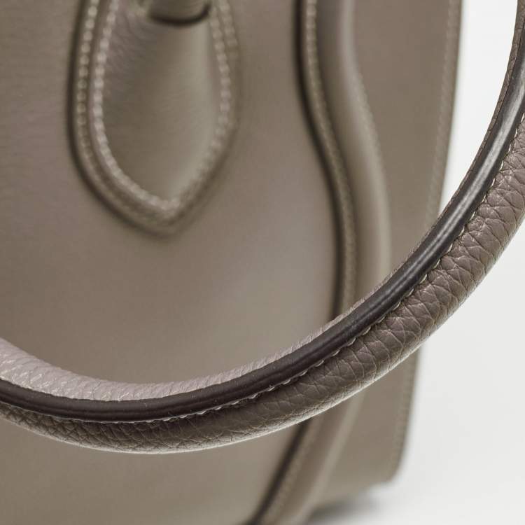 Pre Owned Celine Beige Leather Micro Luggage Tote