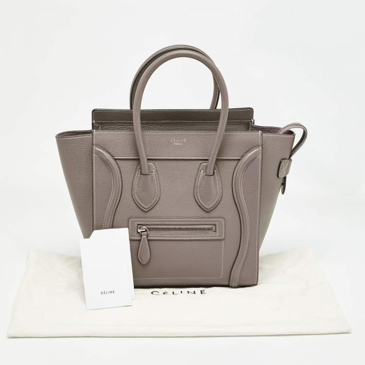 Pre Owned Celine Beige Leather Micro Luggage Tote