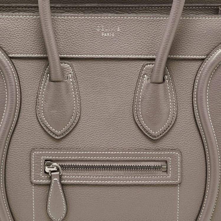 Pre Owned Celine Beige Leather Micro Luggage Tote