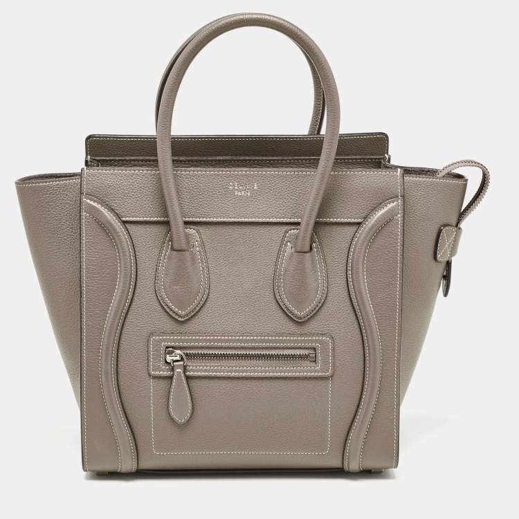 Pre Owned Celine Beige Leather Micro Luggage Tote