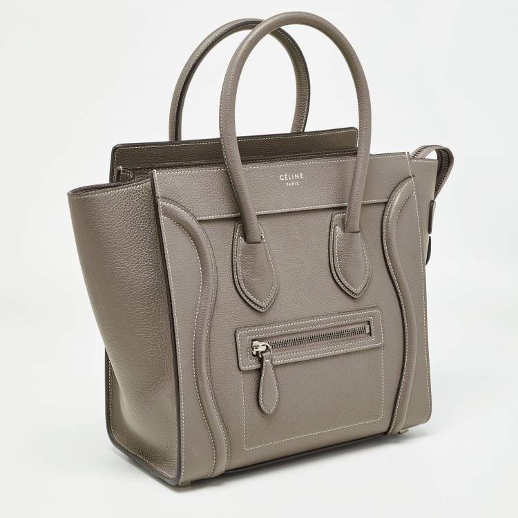 Pre Owned Celine Beige Leather Micro Luggage Tote