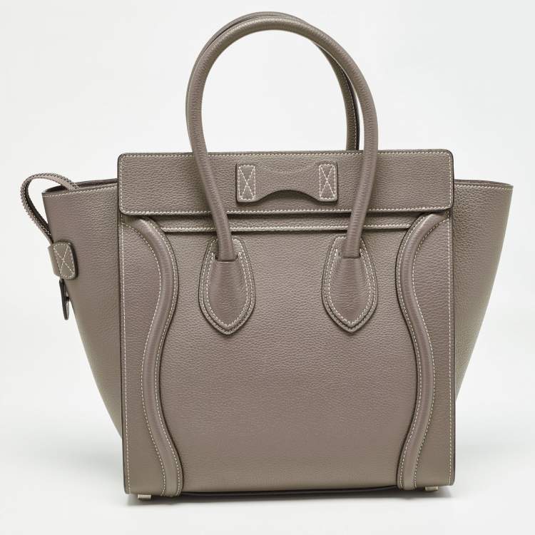 Pre Owned Celine Beige Leather Micro Luggage Tote