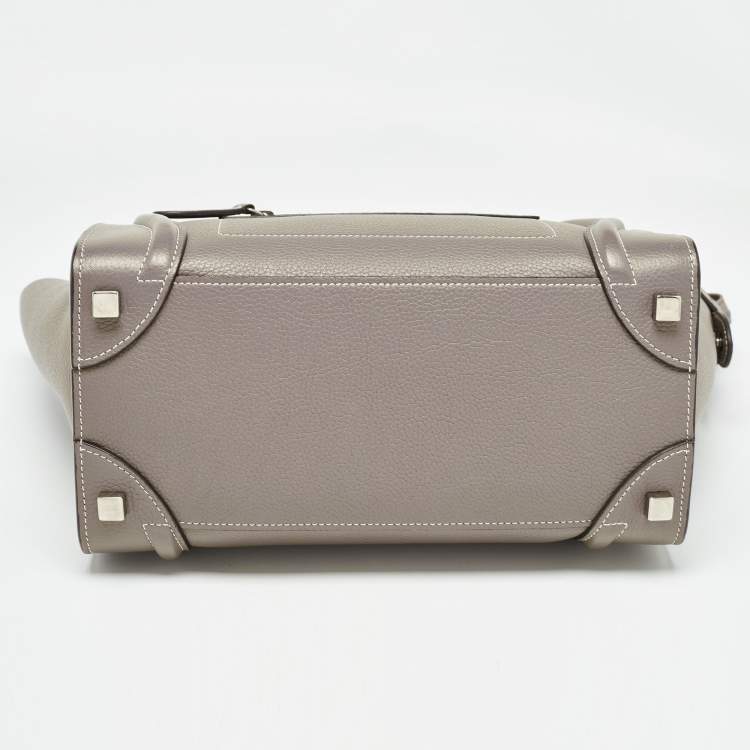 Pre Owned Celine Beige Leather Micro Luggage Tote