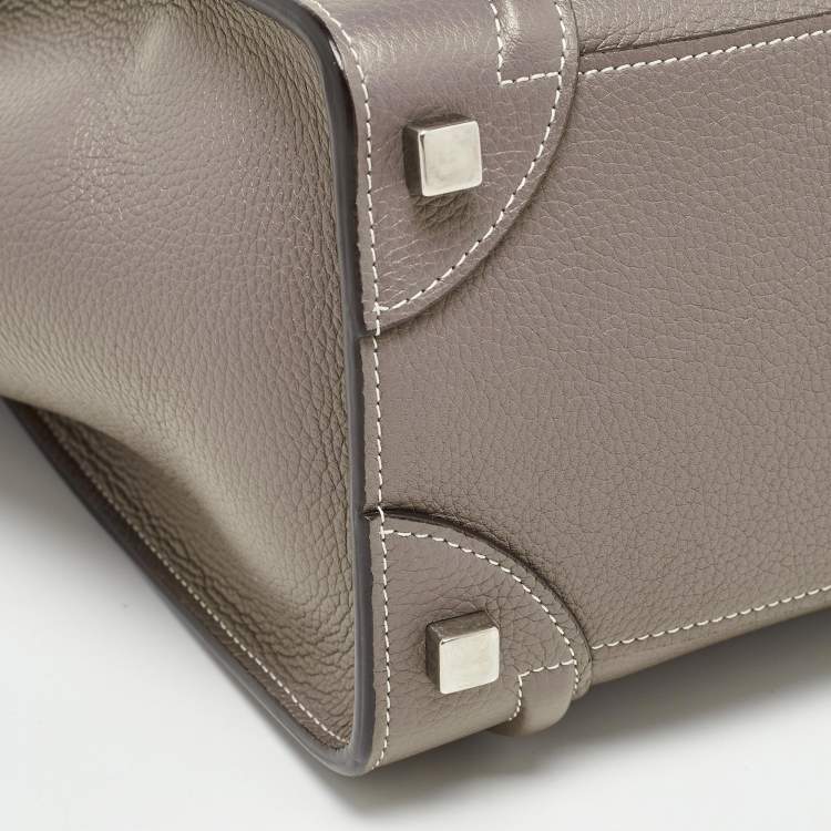 Pre Owned Celine Beige Leather Micro Luggage Tote