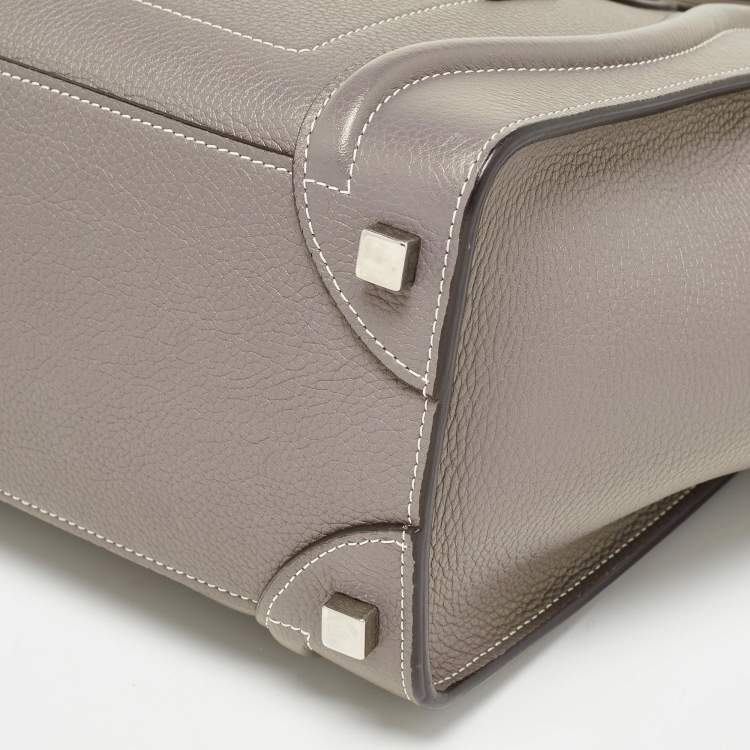 Pre Owned Celine Beige Leather Micro Luggage Tote