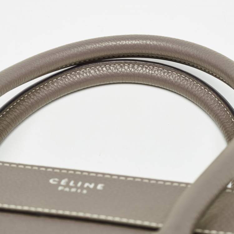 Pre Owned Celine Beige Leather Micro Luggage Tote