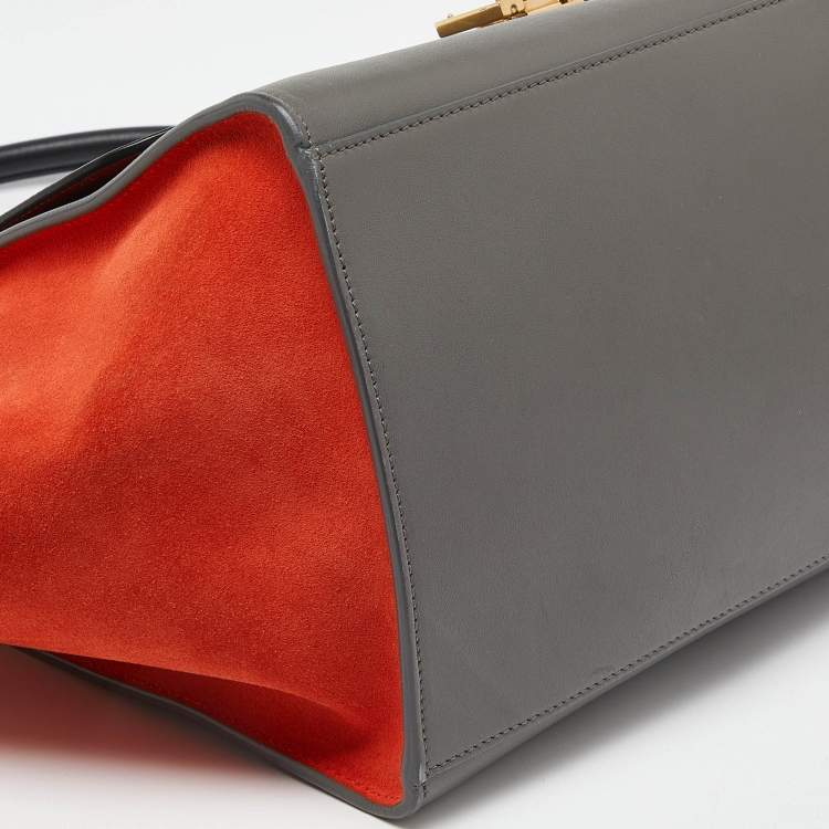 Pre Owned Celine Tricolor Leather and Suede Large Trapeze Bag