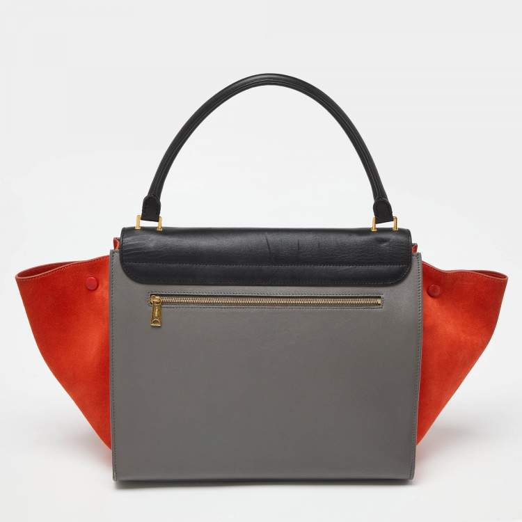 Pre Owned Celine Tricolor Leather and Suede Large Trapeze Bag