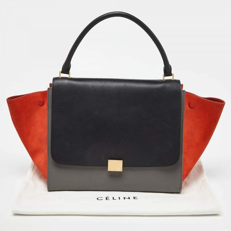 Pre Owned Celine Tricolor Leather and Suede Large Trapeze Bag