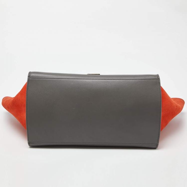Pre Owned Celine Tricolor Leather and Suede Large Trapeze Bag