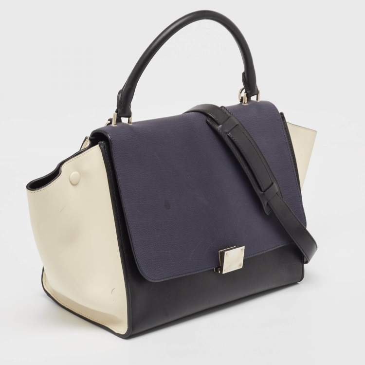Pre Owned Celine Tricolor Leather Medium Trapeze Bag