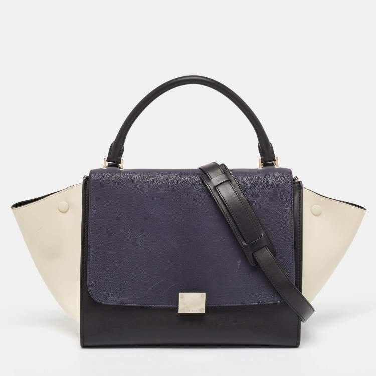 Pre Owned Celine Tricolor Leather Medium Trapeze Bag