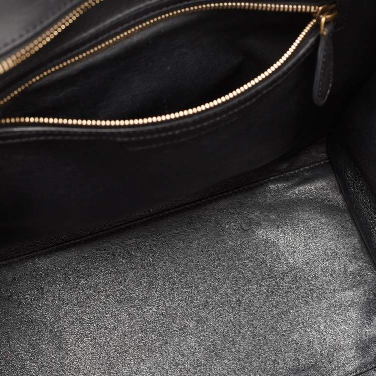 Pre Owned Celine Black/Green Python and Leather/Suede Mini Luggage Tote