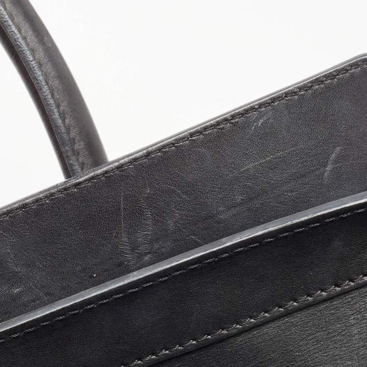 Pre Owned Celine Black/Green Python and Leather/Suede Mini Luggage Tote