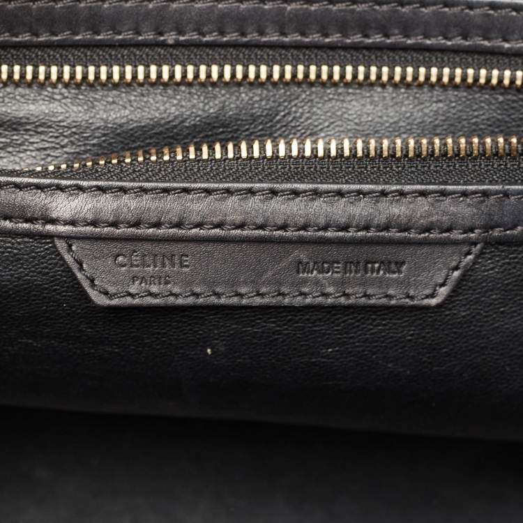 Pre Owned Celine Black/Green Python and Leather/Suede Mini Luggage Tote