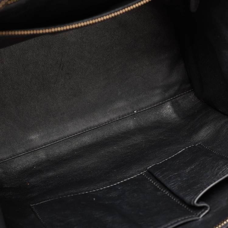 Pre Owned Celine Black/Green Python and Leather/Suede Mini Luggage Tote