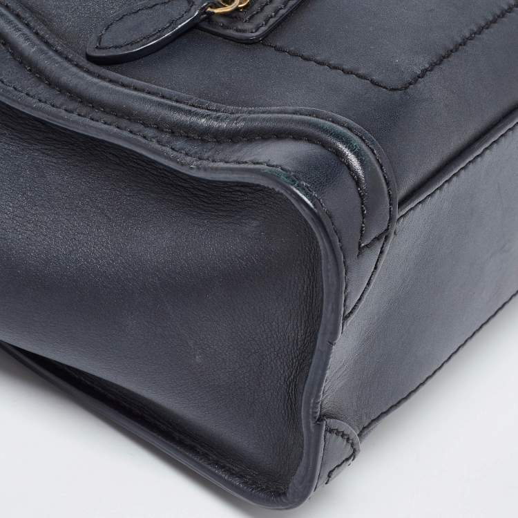 Pre Owned Celine Black Leather Nano Luggage Tote