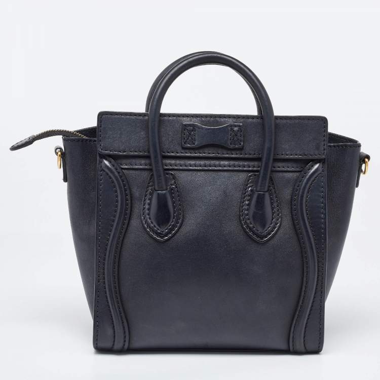 Pre Owned Celine Black Leather Nano Luggage Tote