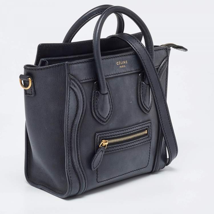 Pre Owned Celine Black Leather Nano Luggage Tote