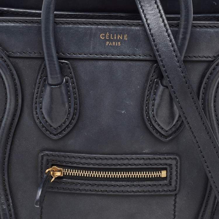 Pre Owned Celine Black Leather Nano Luggage Tote