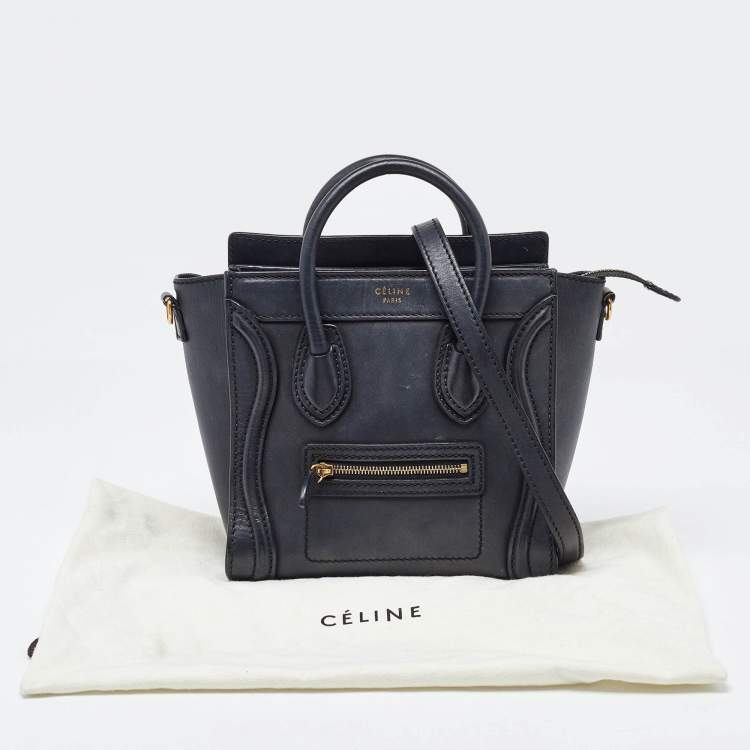 Pre Owned Celine Black Leather Nano Luggage Tote