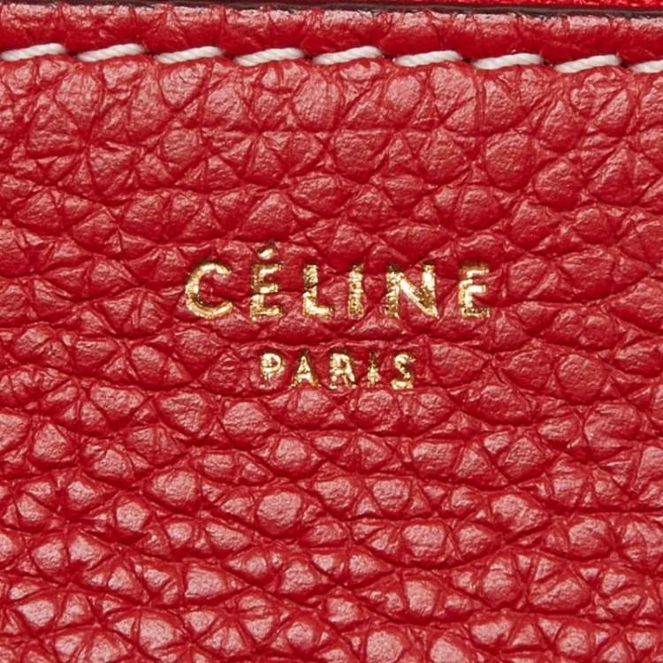 Pre Owned Celine Red Leather Cosmetic Pouch