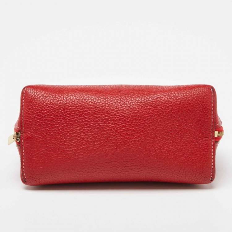 Pre Owned Celine Red Leather Cosmetic Pouch