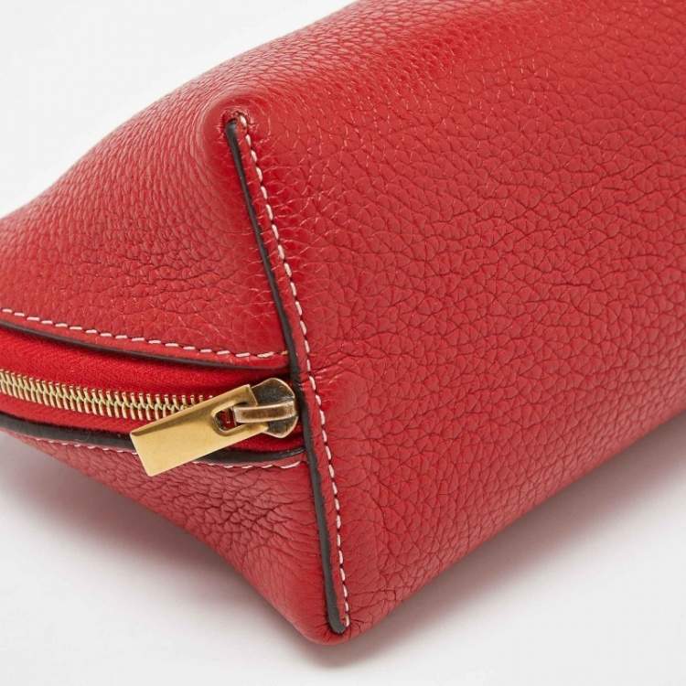 Pre Owned Celine Red Leather Cosmetic Pouch