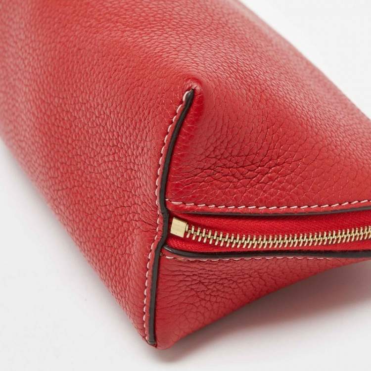 Pre Owned Celine Red Leather Cosmetic Pouch
