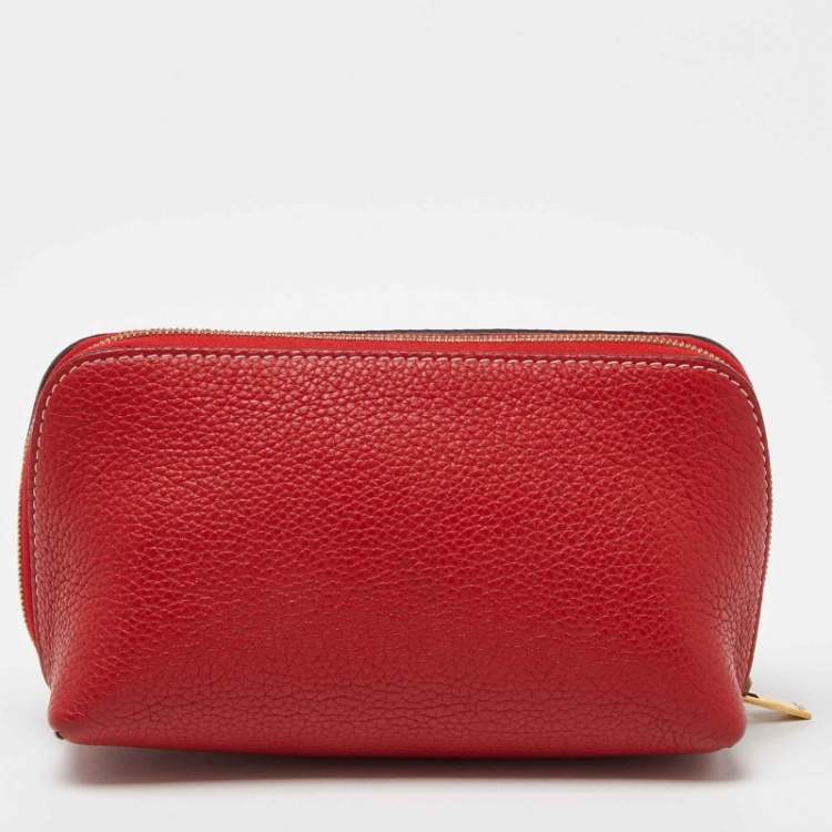 Pre Owned Celine Red Leather Cosmetic Pouch