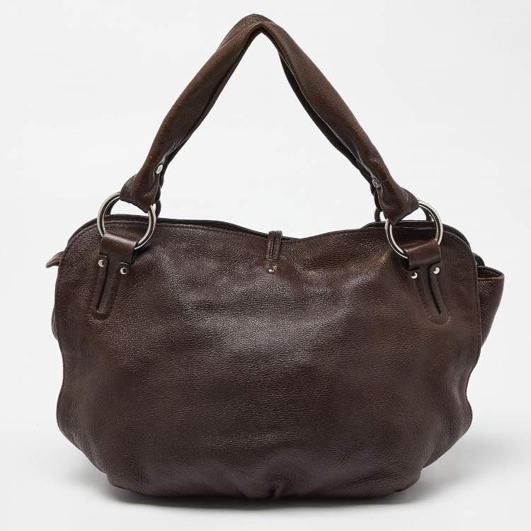 Pre Owned Celine Dark Brown Leather Bittersweet Hobo