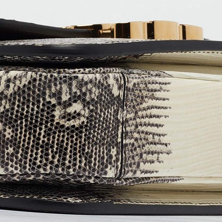 Pre Owned Celine Natural Lizard Teen Triomphe Shoulder Bag