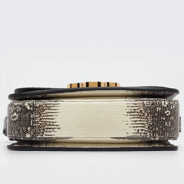 Pre Owned Celine Natural Lizard Teen Triomphe Shoulder Bag